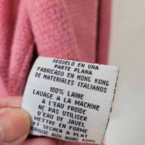 Eileen Fisher Size M 100% Wool Pink Open Front Cardigan Long Sleeves Flaw - Picture 2 of 6